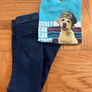 Girls Dark Blue Jeans & Tee